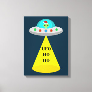 WeihnachtsUFO Ho Alien fliegende Untertasse Leinwanddruck