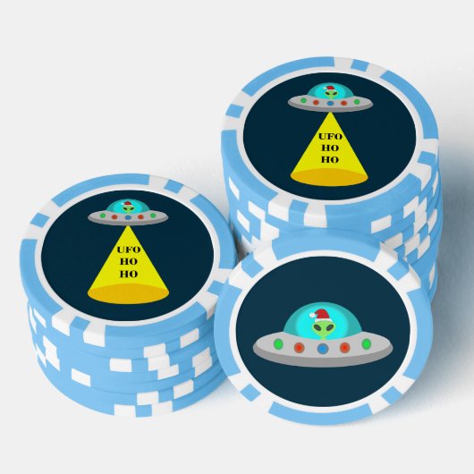 WeihnachtsUFO Ho Alien fliegende Untertasse Pokerchips (Stapel)
