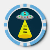WeihnachtsUFO Ho Alien fliegende Untertasse Pokerchips (Vorderseite)
