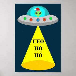 WeihnachtsUFO Ho Alien fliegende Untertasse Poster