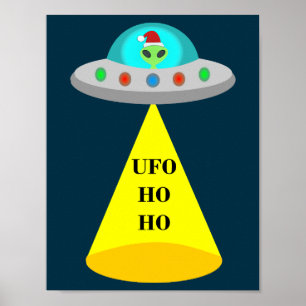 WeihnachtsUFO Ho Alien fliegende Untertasse Poster