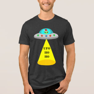 WeihnachtsUFO Ho Alien fliegende Untertasse Tri-Blend Shirt