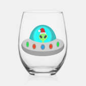 WeihnachtsUFO Ho Alien fliegende Untertasse Weinglas Ohne Stiel (Vorderseite)