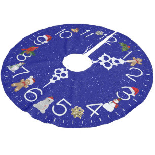 Weihnachtsuhr mit Schneeflocken Polyester Weihnachtsbaumdecke