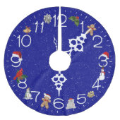 Weihnachtsuhr mit Schneeflocken Polyester Weihnachtsbaumdecke (Vorderseite)