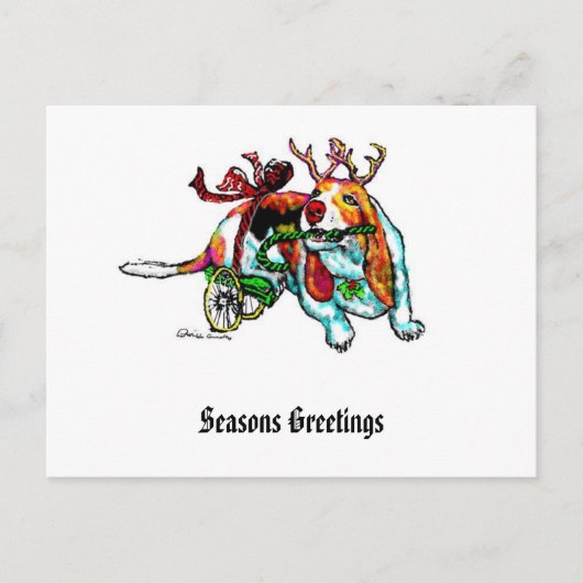 Weihnachtsunfähigkeits-Jagdhund-Postkarte Feiertagspostkarte (Vorderseite)