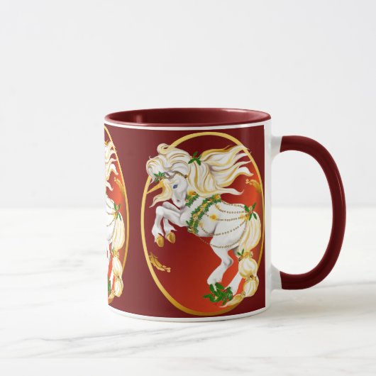 Weihnachtsunicorn-Oval-Tassen Tasse (Rechts)