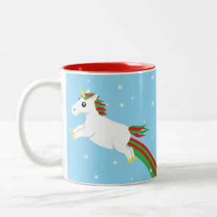 Weihnachtsunicorn-Weg führt, um - Feiertags-Tasse Zweifarbige Tasse