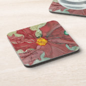 WeihnachtsUntersetzer Poinsettia Reds und Grüntöne Getränkeuntersetzer (Linke Seite)