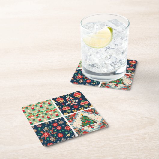 WeihnachtsUntersetzer Rechteckiger Pappuntersetzer (Vor Ort)