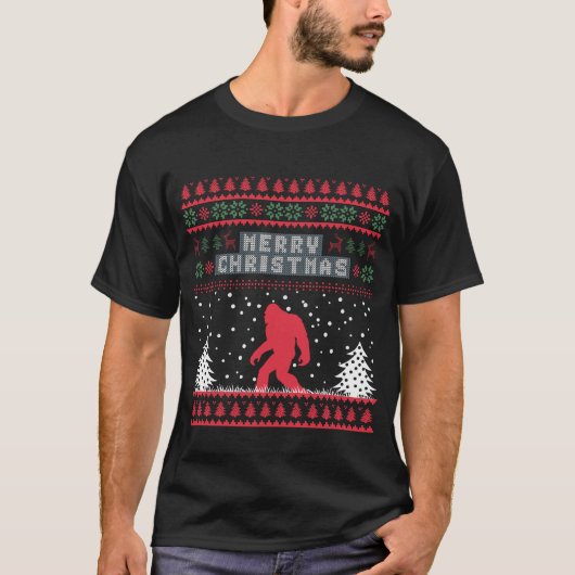 Weihnachtsurlaub Bigfoot lustig hässlicher Pullove T-Shirt (Vorderseite)