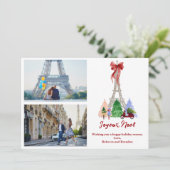 Weihnachtsurlaub-Foto vom Eiffelturm in Paris Feiertagskarte (Stehend Vorderseite)