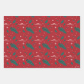 Weihnachtsurlaub Holly Muster Geschenkpapier Set (Vorderseite)