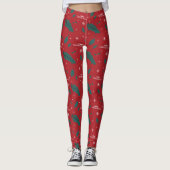 Weihnachtsurlaub Holly Muster Leggings (Vorderseite)