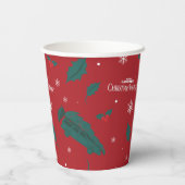 Weihnachtsurlaub Holly Muster Pappbecher (Rückseite)