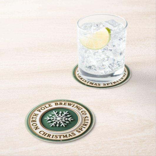 Weihnachtsurlaub North Pole Brewing Runder Pappuntersetzer (Vor Ort)