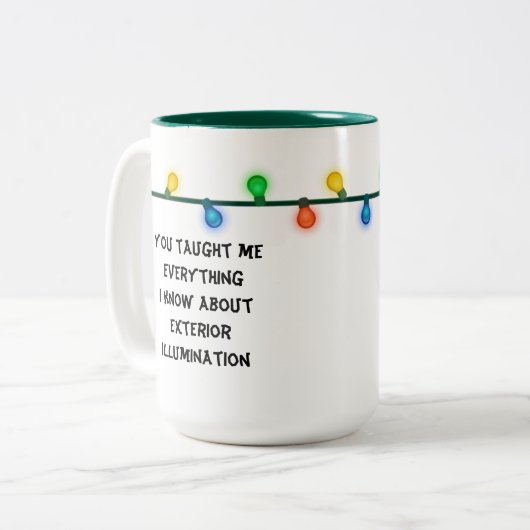 Weihnachtsurlaub Quote Tasse Weihnachtslicht (Vorderseite Links)