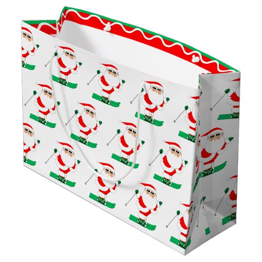 Weihnachtsurlaub Ski fahren Große Geschenktüte (Rückseite Schrägansicht)