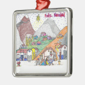 Weihnachtsvenezuela-Verzierung - Feliz Navidad Silbernes Ornament (Links)