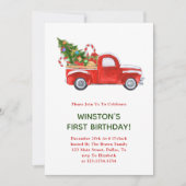 Weihnachtsverkehr 1. Geburtstag Party lädt ein Einladung (Vorderseite)