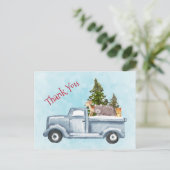 Weihnachtsverkehr mit Niedlichen Tieren Danke Postkarte (Stehend Vorderseite)