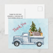 Weihnachtsverkehr mit Niedlichen Tieren Danke Postkarte (Vorne/Hinten)