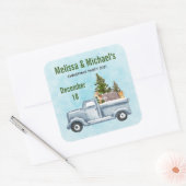 Weihnachtsverkehr mit Niedlichen Tieren Save the D Quadratischer Aufkleber (Umschlag)