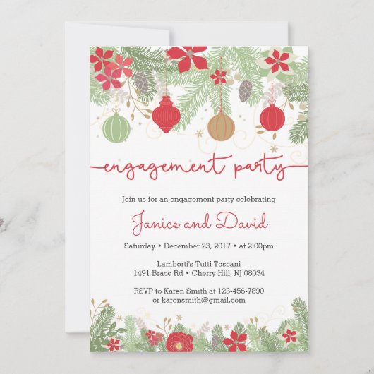 WeihnachtsVerlobungs-Party Einladungen (Vorderseite)