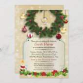 WeihnachtsVerlobungs-Ringwreath-Brautparty Einladung (Vorne/Hinten)