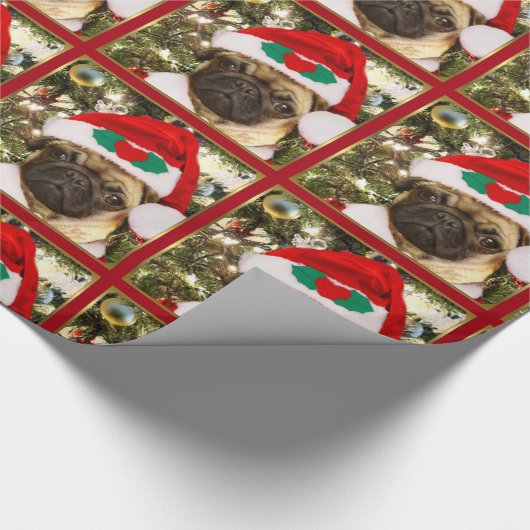 Weihnachtsverpackung für Mops Geschenkpapier (Ecke)