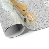 Weihnachtsverpackung Grauer Engel Baby Geschenkpapier (Rolleneckpunkt)