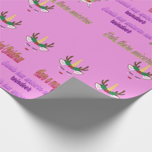 Weihnachtsverpackung mit Einhorn Geschenkpapier (Ecke)