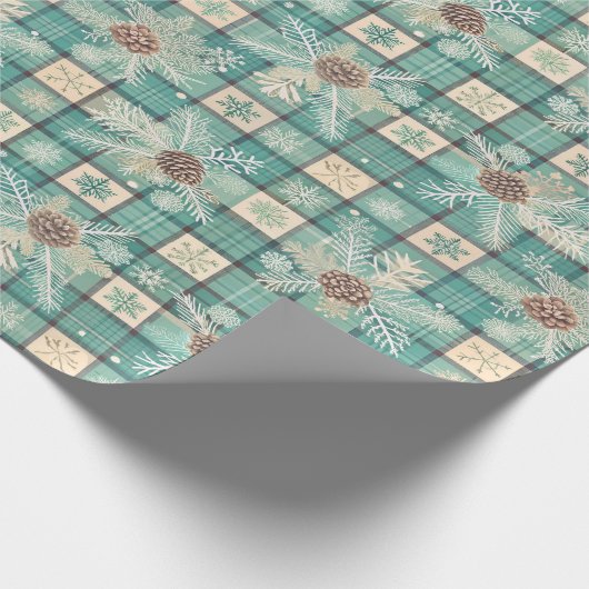 Weihnachtsverpackung mit Pinecones Geschenkpapier (Ecke)