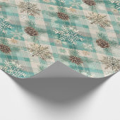 Weihnachtsverpackung mit Pinecones & Schneeflocken Geschenkpapier (Ecke)