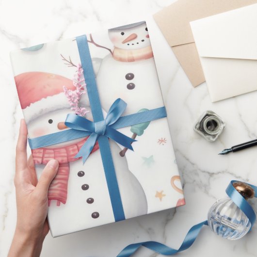Weihnachtsverpackung mit Schneemännern Geschenkpapier (Schenken)