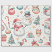 Weihnachtsverpackung mit Schneemännern Geschenkpapier (Flach)