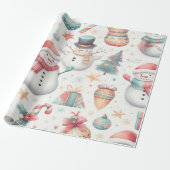 Weihnachtsverpackung mit Schneemännern Geschenkpapier (Ungerollt)