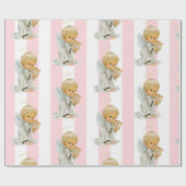 Weihnachtsverpackung Pink & White Stripe Engel Bab Geschenkpapier (Flach)