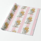 Weihnachtsverpackung Pink & White Stripe Engel Bab Geschenkpapier (Ungerollt)