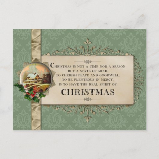 Weihnachtsverse und Vintages Winterferien Feiertagspostkarte (Vorderseite)