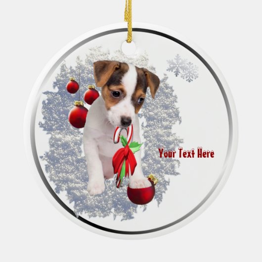 Weihnachtsversion zwei, die diesen Jack Russell Keramikornament (Hinten)