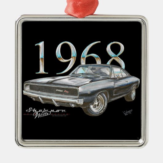 Weihnachtsverzierung 1968 des Dodge-Ladegerät-R/T Silbernes Ornament (Vorne)