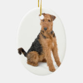 Weihnachtsverzierung Airedales Terrier Keramik Ornament (Hinten)