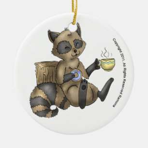 Weihnachtsverzierung des Waschbär-Imbiss-en Keramikornament