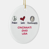 Weihnachtsverzierung FriedensLiebe-Cincinnatis USA Keramik Ornament (Rechts)
