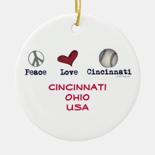 Weihnachtsverzierung FriedensLiebe-Cincinnatis USA Keramik Ornament