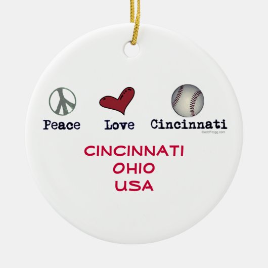 Weihnachtsverzierung FriedensLiebe-Cincinnatis USA Keramik Ornament (Vorne)