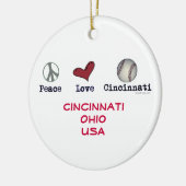 Weihnachtsverzierung FriedensLiebe-Cincinnatis USA Keramik Ornament (Links)
