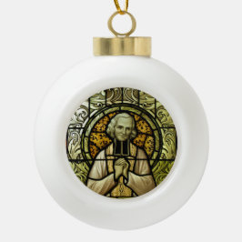Weihnachtsverzierung Johannes Vianney Keramik Kugel-Ornament