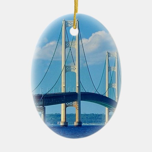 Weihnachtsverzierung Mackinac Brücke Keramik Ornament (Vorne)